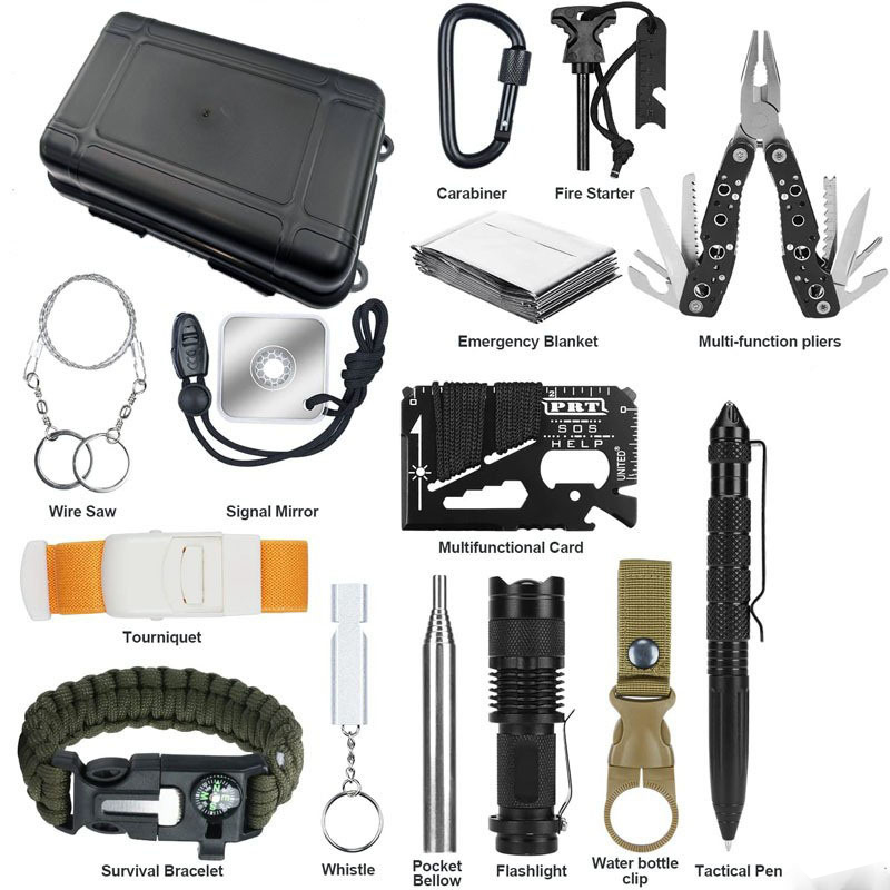Hunting Outdoor Gear - ชุดอุปกรณ์ฉุกเฉินพกพาขนาดกะทัดรัด ทนทานต่อแรงกระแทก สำหรับการเอาชีวิตรอด ยี่ห้อ Hongrui เหมาะสำหรับตกปลา