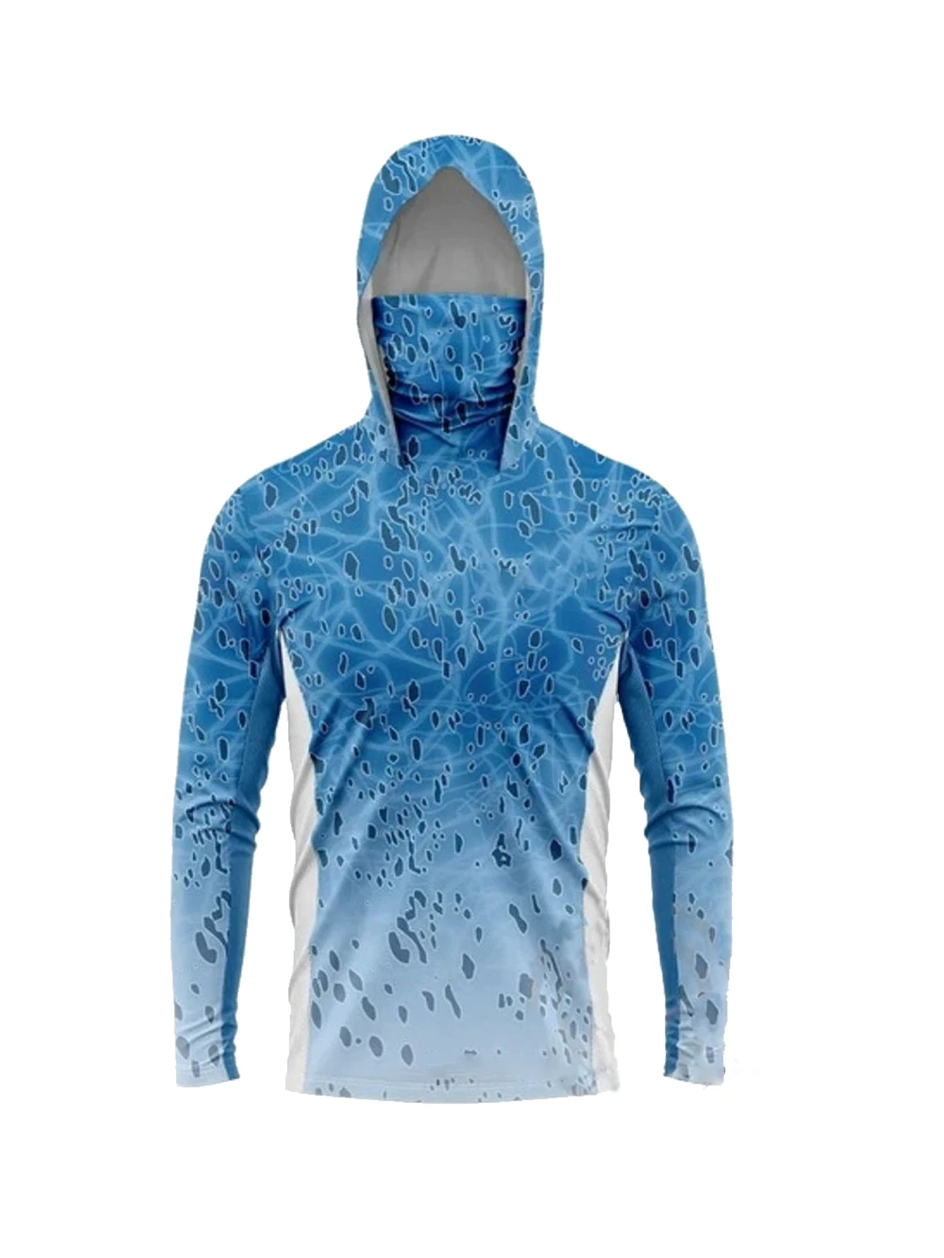 Hunting & Outdoor Supplies - เสื้อฮู้ดดี้ตกปลาแขนยาวสำหรับผู้ชาย พร้อมหน้ากากป้องกันรังสียูวี เสื้อกันแดด เสื้อตกปลา เสื้อเจอร์ซีย์สำหรับล่าปลา UPF