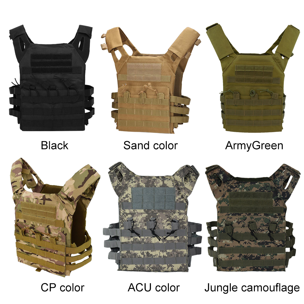 Hunting Outdoor Gear - เสื้อกั๊กนักล่าเชิงยุทธวิธีเคสป้องกันเสื้อเกราะยุทธวิธีกลางแจ้งกันน้ำน้ำหนักเบา JPC MOLLE PLATE น้ำหนักเบาสำหรับเครื่องเล่นเกม CS
