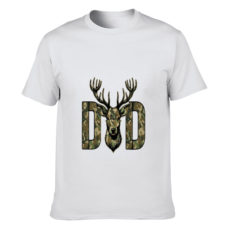 Hunting Outdoor Shop - เสื้อยืดแขนสั้นลายพรางหัวกวาง ตัวอักษร DAD สำหรับผู้ชาย ผู้หญิง และทุกเพศ