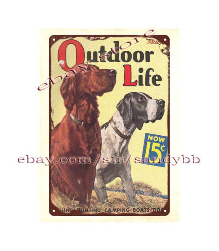 Hunting Outdoor Shop - ป้ายโลหะลายสุนัขล่าสัตว์กลางแจ้งสไตล์เรโทรปี 1936 สำหรับตกแต่งบ้าน-อะลูมิเนียม