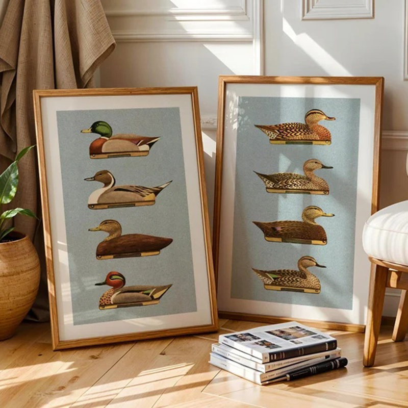 Outdoor Hunting Paintings - ภาพพิมพ์เป็ดสไตล์เรโทรสำหรับตกแต่งกลางแจ้ง โปสเตอร์ล่อเป็ด ภาพพิมพ์ติดผนังสำหรับตกแต่งบ้านและสำนักงาน ศิลปะตกแต่งผนังลายธรรมชาติ ของขวัญสำหรับนักล่า