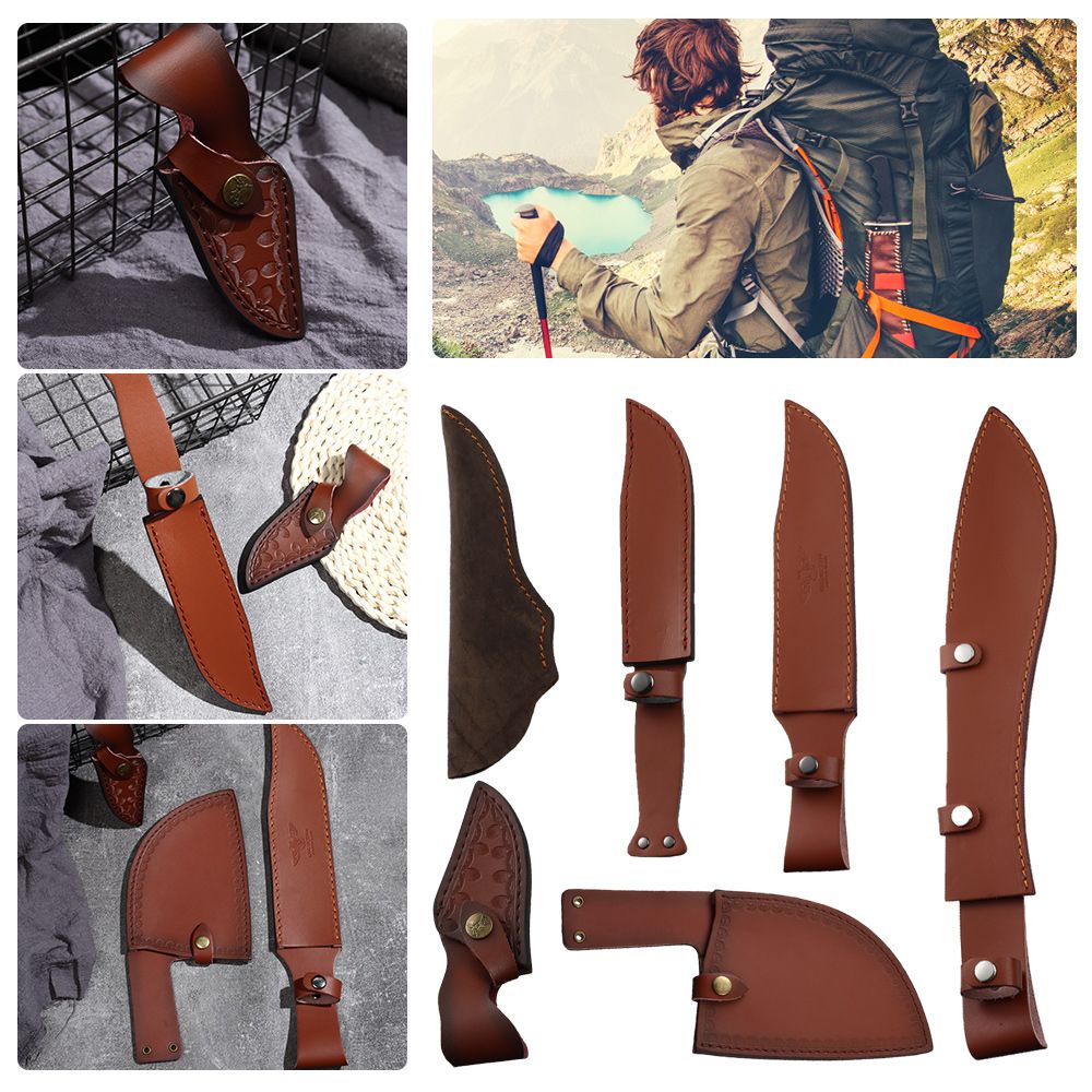 Hunting Knife Outdoor - ซองหนังสีน้ำตาลสำหรับใส่ไฟฉาย มีห่วงคล้องเข็มขัด สำหรับพกพาไปแคมป์ปิ้ง กิจกรรมกลางแจ้ง ใส่มีดพับได้