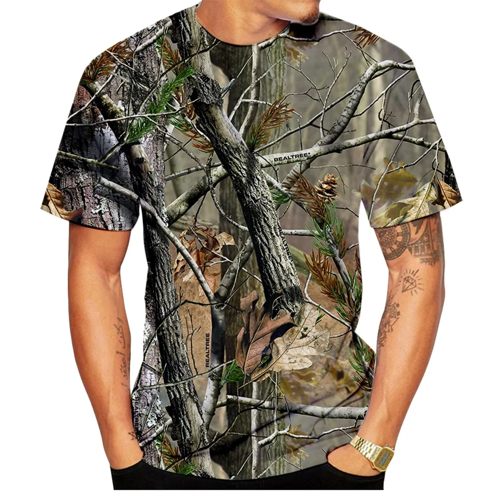 เสื้อยืดแฟชั่นผู้ชาย ลายพรางใบ - Hunting Outdoor Shop บทวิจารณ์และราคา