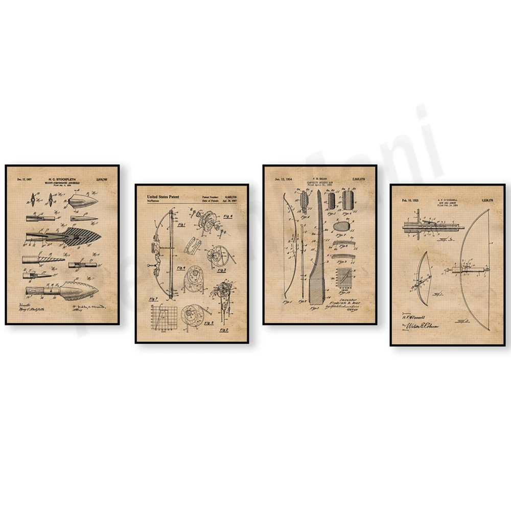 Vintage bow และ arrow พิมพ์สิท - Outdoor Hunting Paintings บทวิจารณ์และราคา