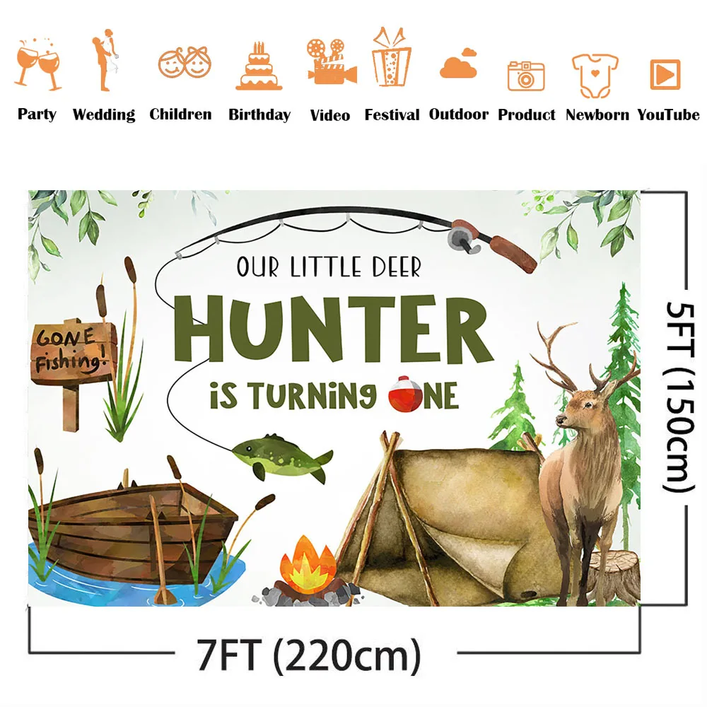 การล่าสัตว์ตกปลาวันเกิดกวางปลา - Hunting Outdoor Background บทวิจารณ์และราคา