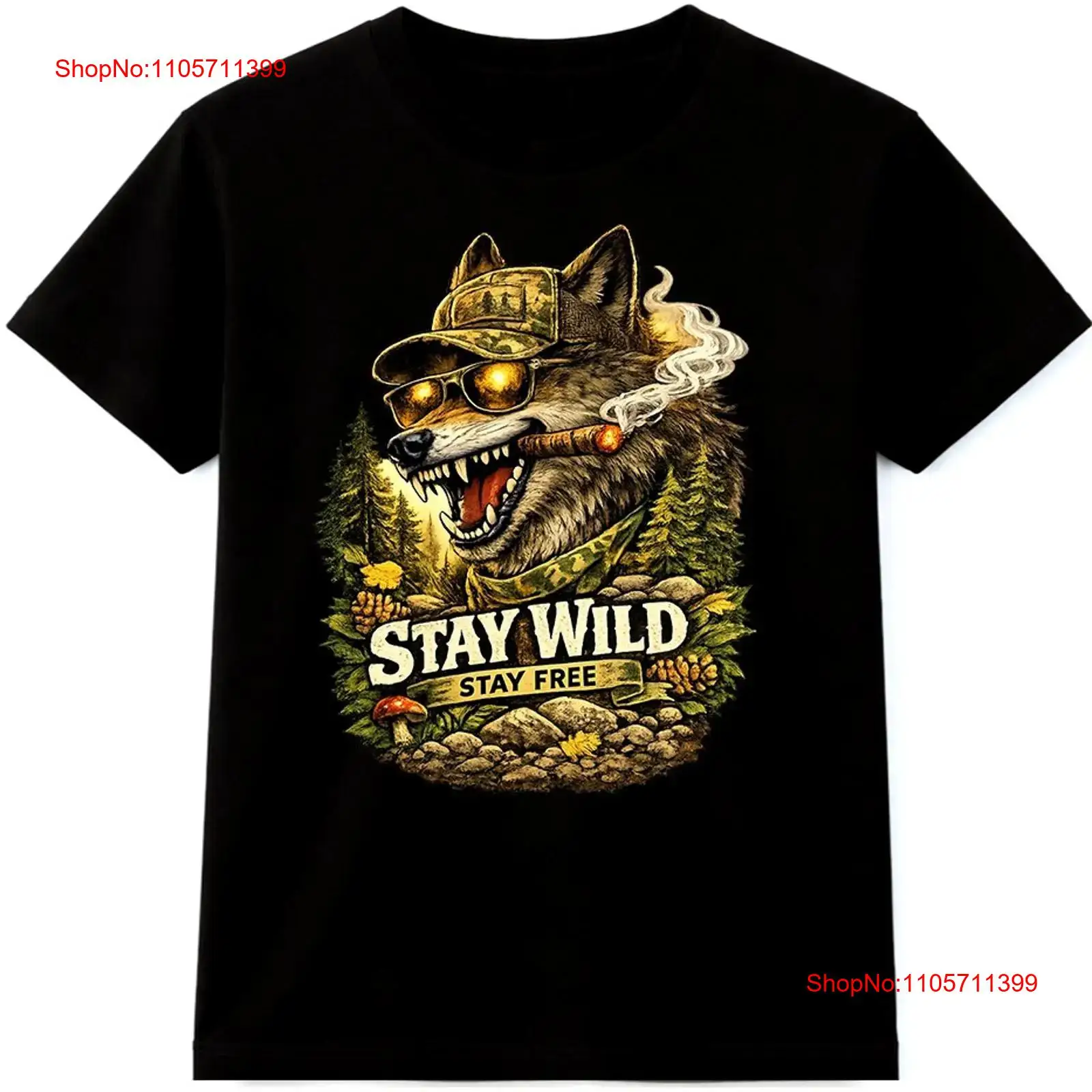 เสื้อยืดลายหมาป่า Stay Wild Fr - Wildman Hunting & Outdoor Vanderbijlpark บทวิจารณ์และราคา